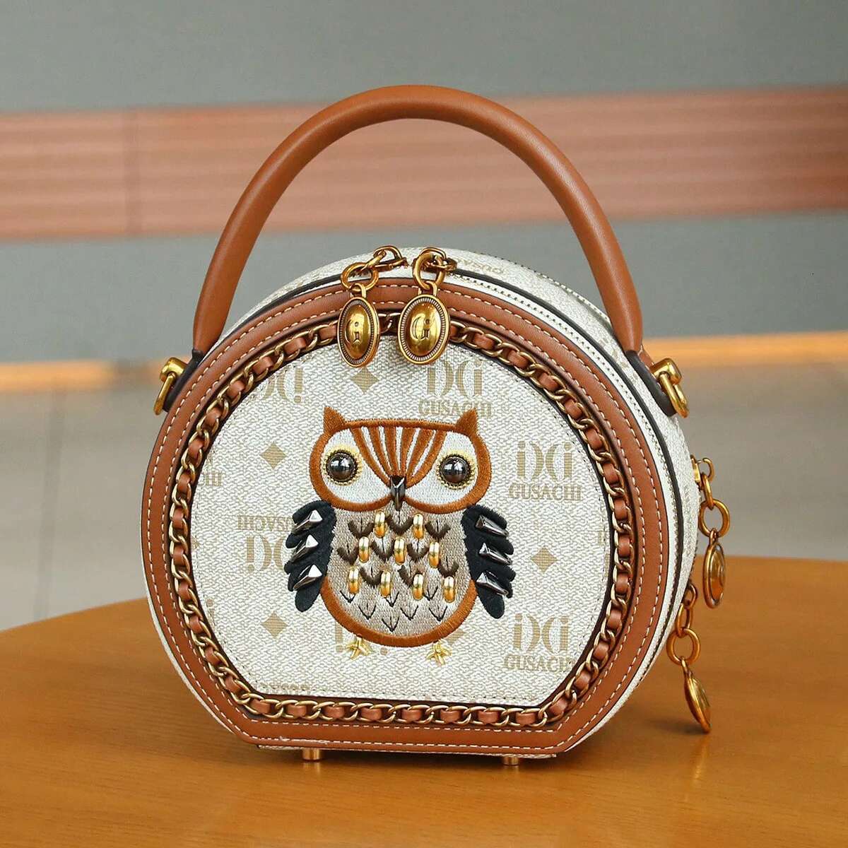 2025 Stylish Top-Handle Bag - Lightweight Urious Rivets Owl Embroidery And Cartoon Design For Fashionistas Women Handbags
