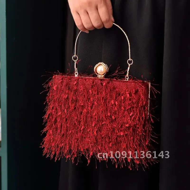 Bury Shoulder Tassels Designer Handbag 2023 Top Quality Pearl Buckle Women Evening Bag Tote Crossbody Party Purse