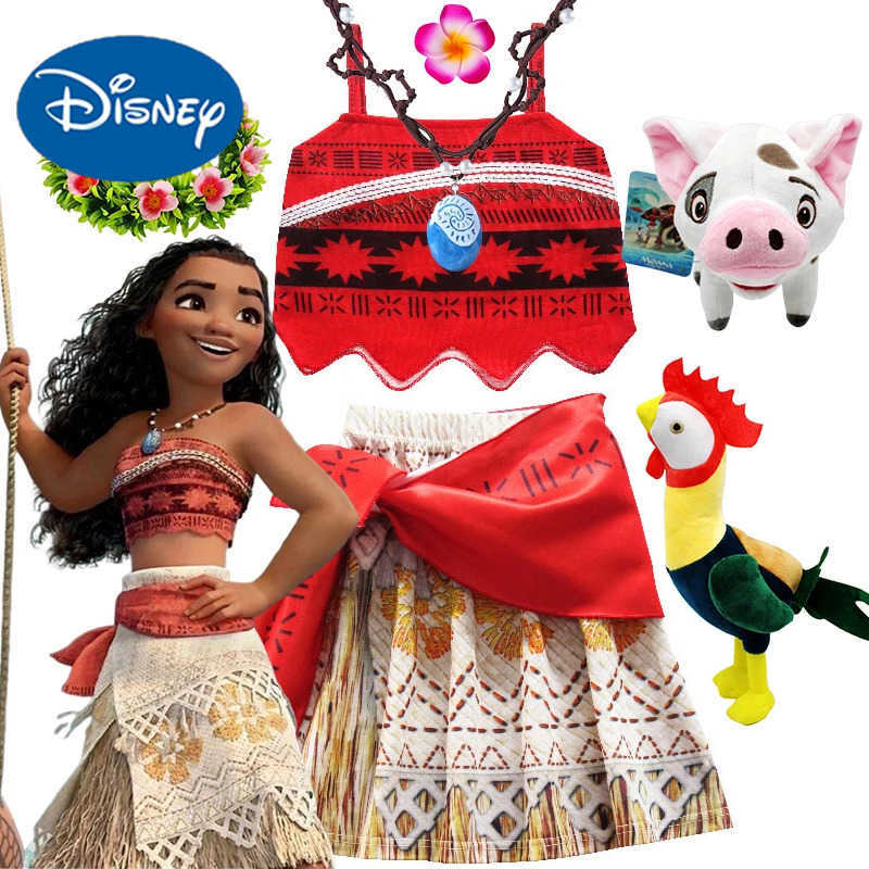 Disney Princess Vaiana Fantasy Children Cosplay Moana Summer Girls Carnival Dress Kids Clothes Set Party Christmas Moana Costume X2504081
