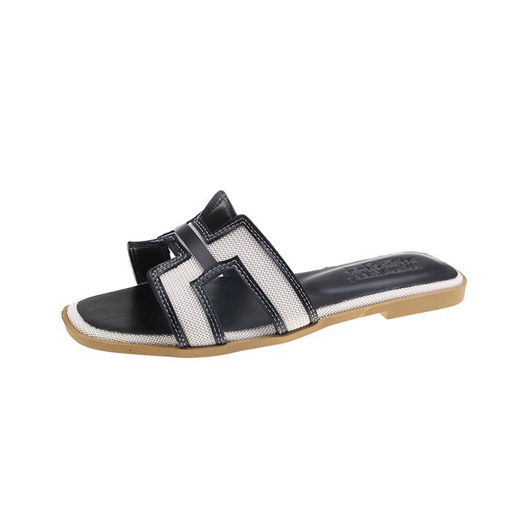 Ladies 2025 summer European style flip-flops fashion brand slippers Flat denim sandals non-slip vintage sandals