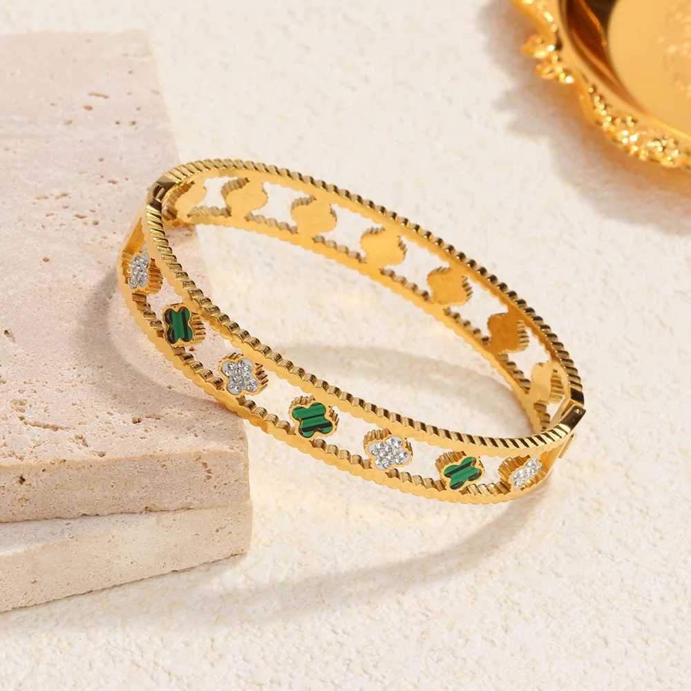 Classic zircon sier bracelet for wen high quty stainl steel gold plated hollow jewelryC250408