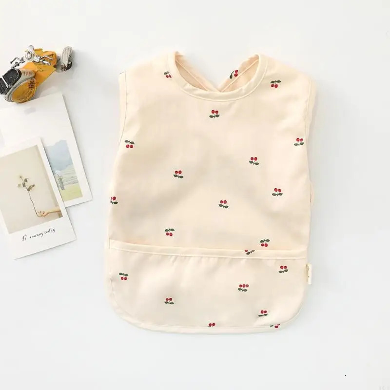 4XFE Baby Drool Bib Burp Cloth with Pocket Bag Sleeveless Waterproof Feeding Cloth 250408