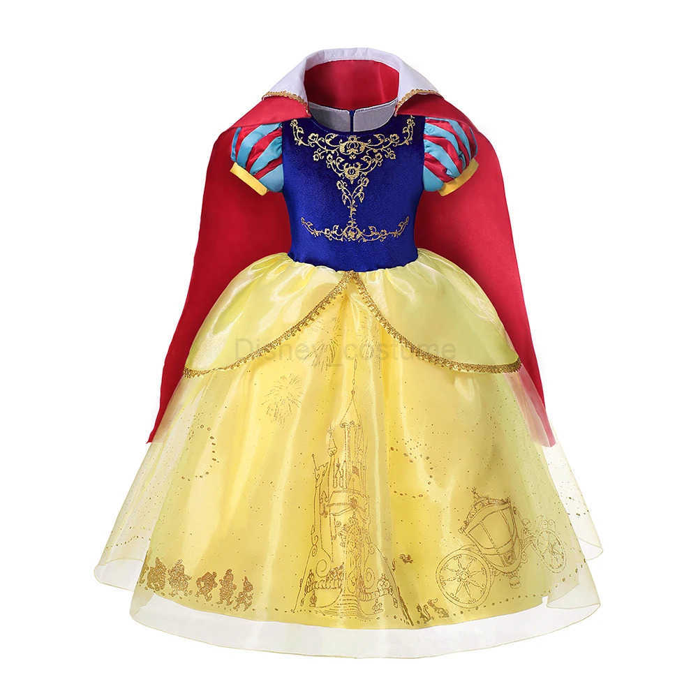 Disney Luxury Girl Dress for Carnival Party Cosplay LED Light Up Clothig 2-10Y Toddler Snow White with Cape Role Playing Birthday Gowns X250408