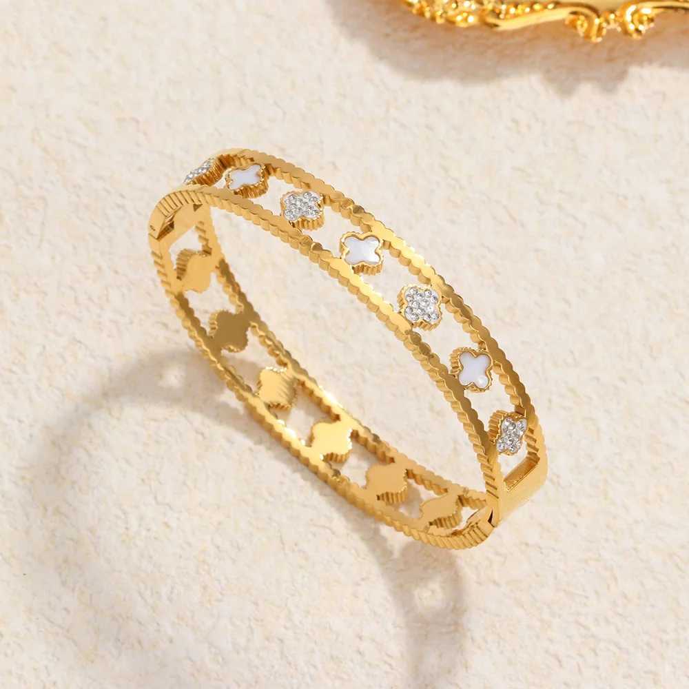 Classic zircon sier bracelet for wen high quty stainl steel gold plated hollow jewelryC250408