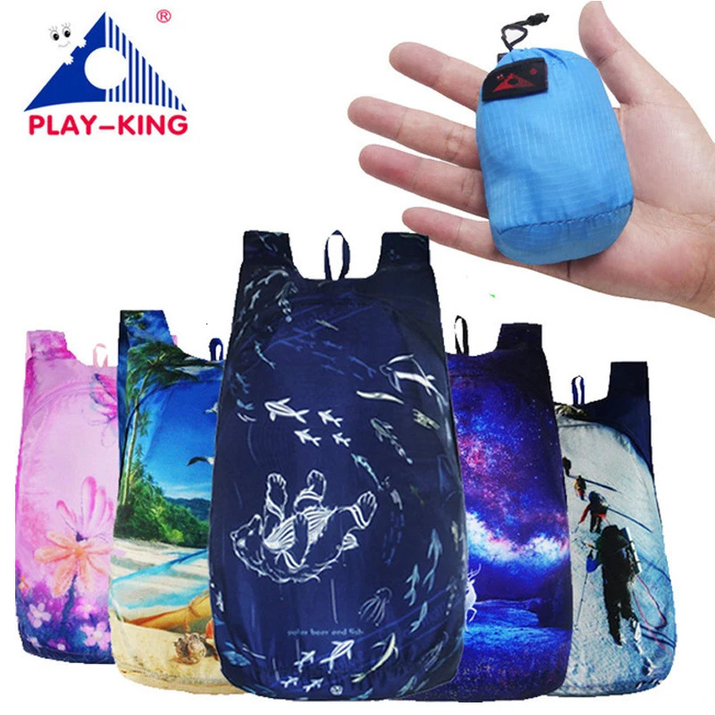 PLAYKING Outdoor Lightweight Nylon Foldable Backpack Travel Women Waterproof Ultralight Backpacks Folding bag Man Hiking 30L 250407