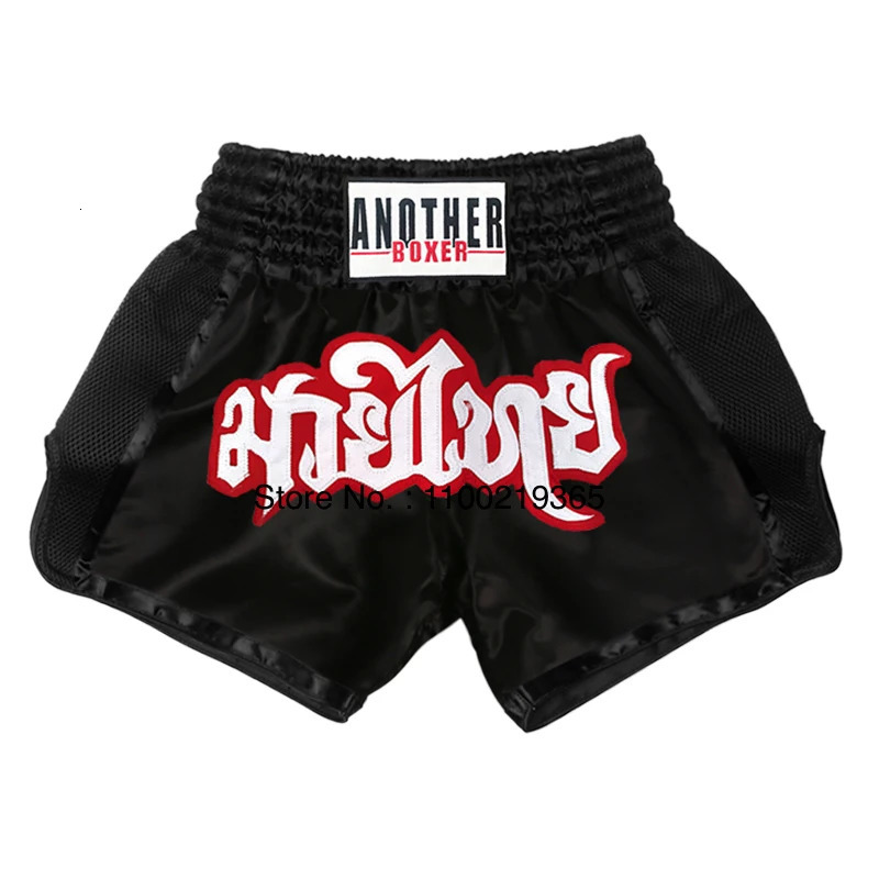 Muay Thai Boxing Shorts Fitness Mens Womens Childrens Boxing Shorts Embroidery Thai Gym Training Black MMA Jujutsu Pants 250408
