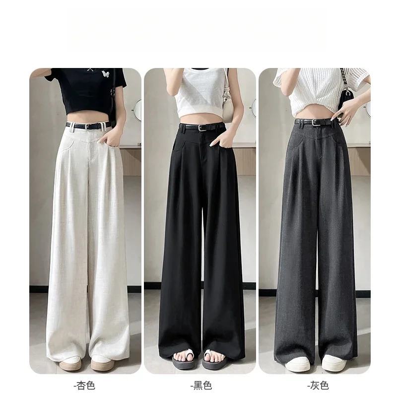 Spring and summer black set rabbit pants womens fashionable elastic high waist casual Trouser solid office 250407