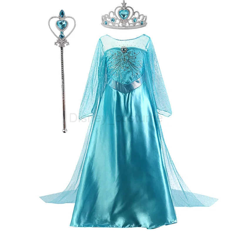 Disney Fancy Queen Frozen Elsa Anna costume girl princess dress children Halloween role-playing party Vesidos 3-10Y childrens role-playing set X250408