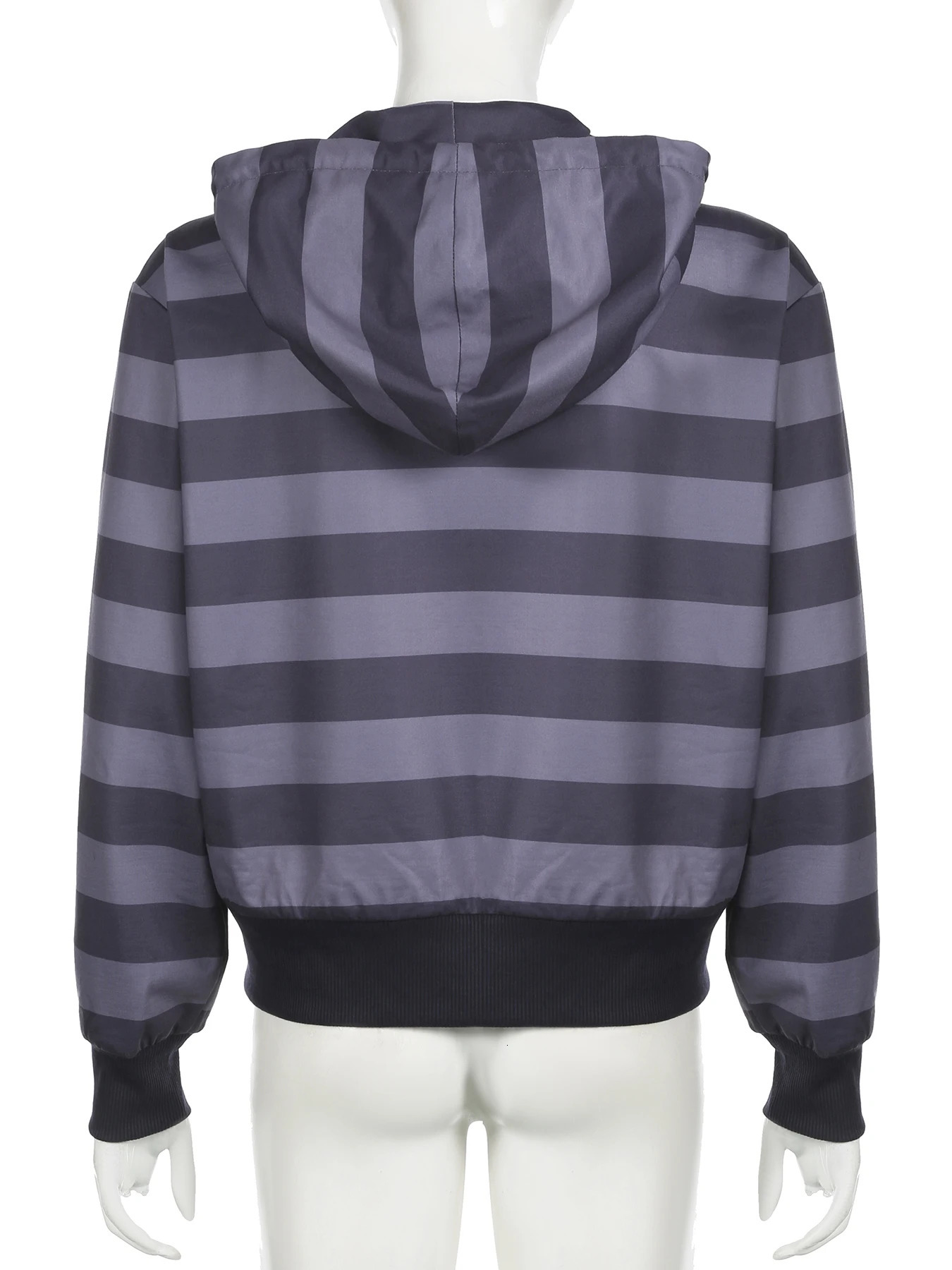 IAMSURE casual streetwear striped zipper hooded sweatshirt loose long sleeved sportswear womens autumn winter fashion women 250407