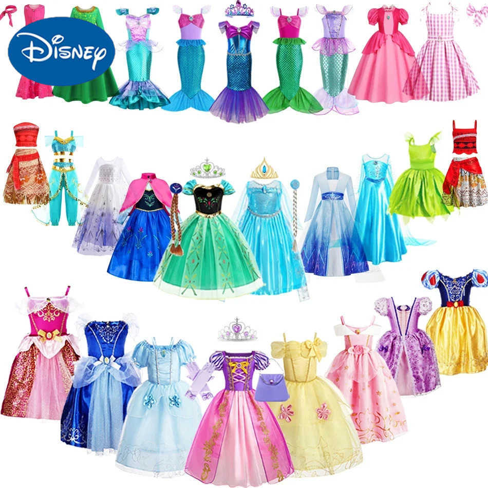 Disney Princess costume girl birthday girl mermaid costume Elsa costume children Cinderella cosplay long haired princess disco 4 5 6 7 8 10 years X250