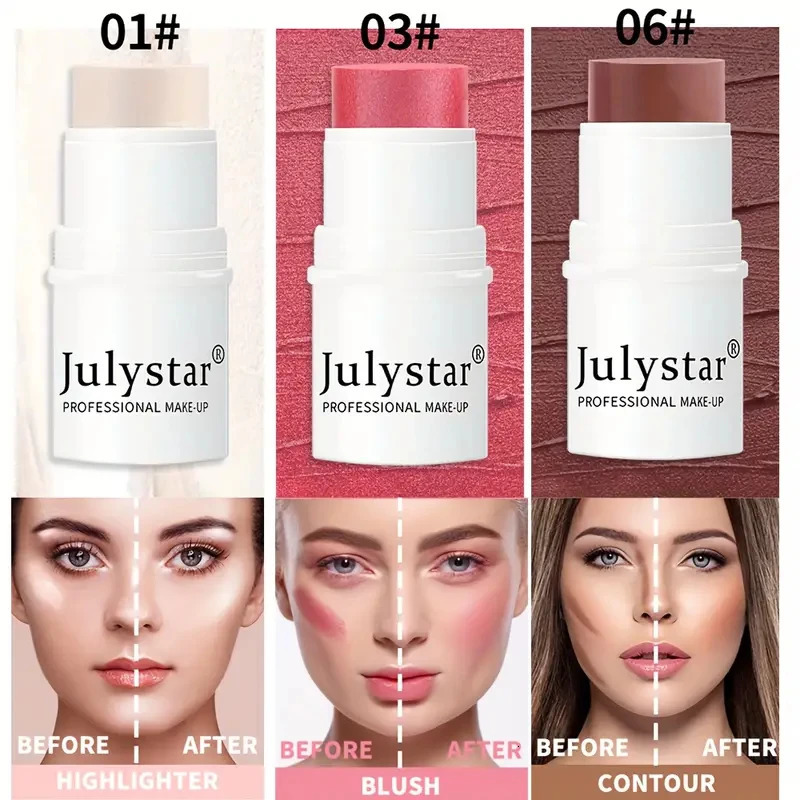 4 pieces of ultimate face cream contour makeup kit seamlessly mixed with Highlighter powder blusher to build a lasting stick 250325