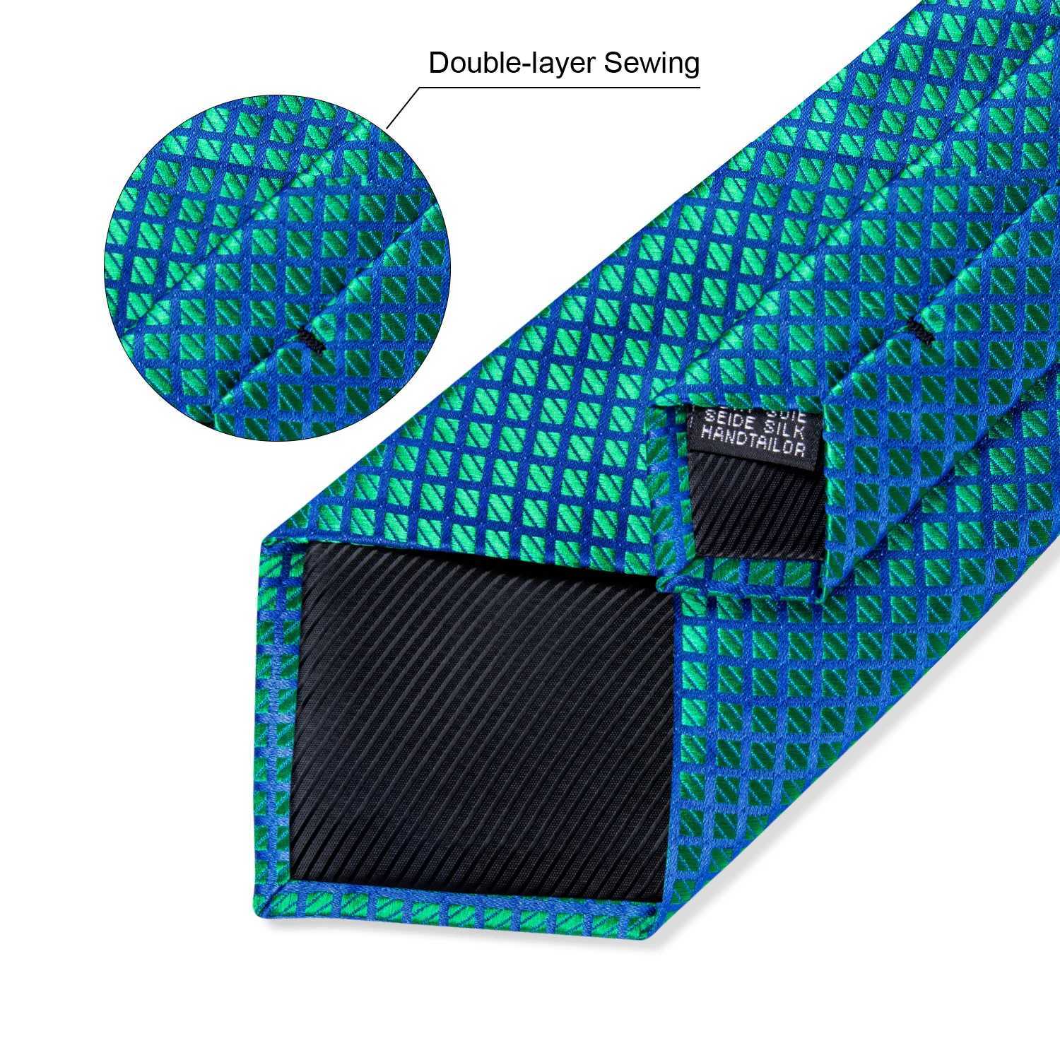 DiBanGu Men Necktie Teal Blue Paisley Designer Silk Wedding Tie For Men Tie Hanky Cufflink Tie Set Business Party Dropsing X250407
