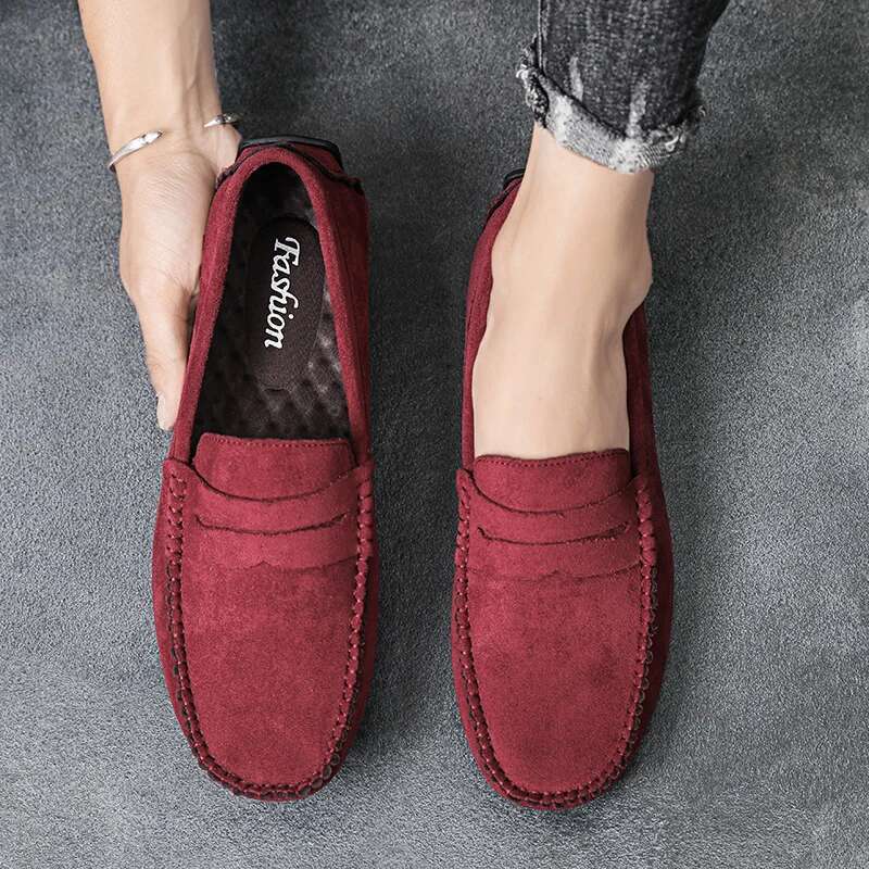 Fashion Suede Casual Breathable Comfort Slip-On Driving Brand Men Loafers Mens Lazy Shoes Moccasins