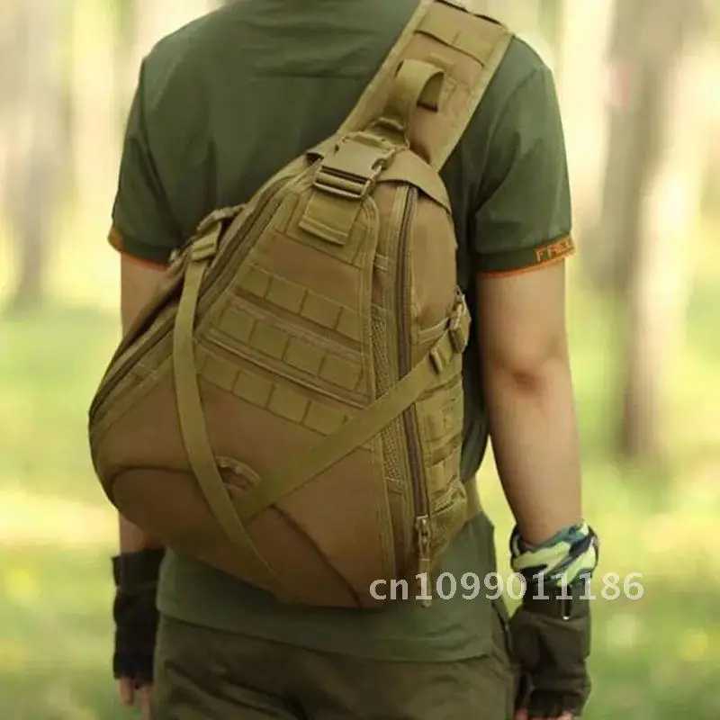 Men Tactical Backpack Single Shoulder Bag Chest Molle Crossbody Outdoor Camping Sling Waterproof Laptop Hunting Fishing BagsC250407