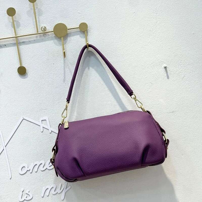 Ladies' Cow Leather Shoulder Large Capacity Fashionable Minimalist Tote Bag Women's Handbag With Multiple Colors To Match
