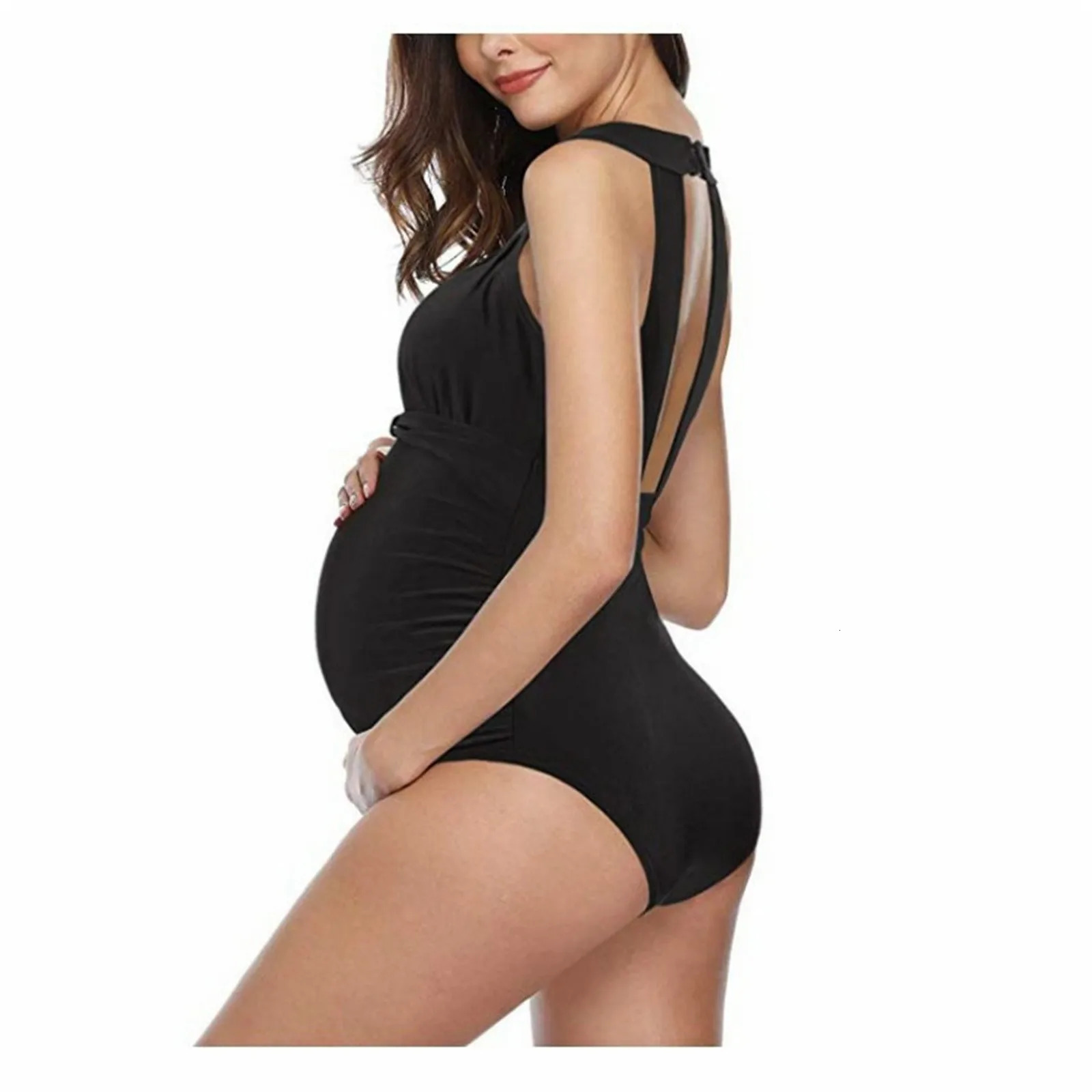 Baby Sleep Support Wedge Womens Maternity Swimsuit Summer Bathing Beach Suits Solid Bikini Swimwear Maternity Sporty Swim Top 250407