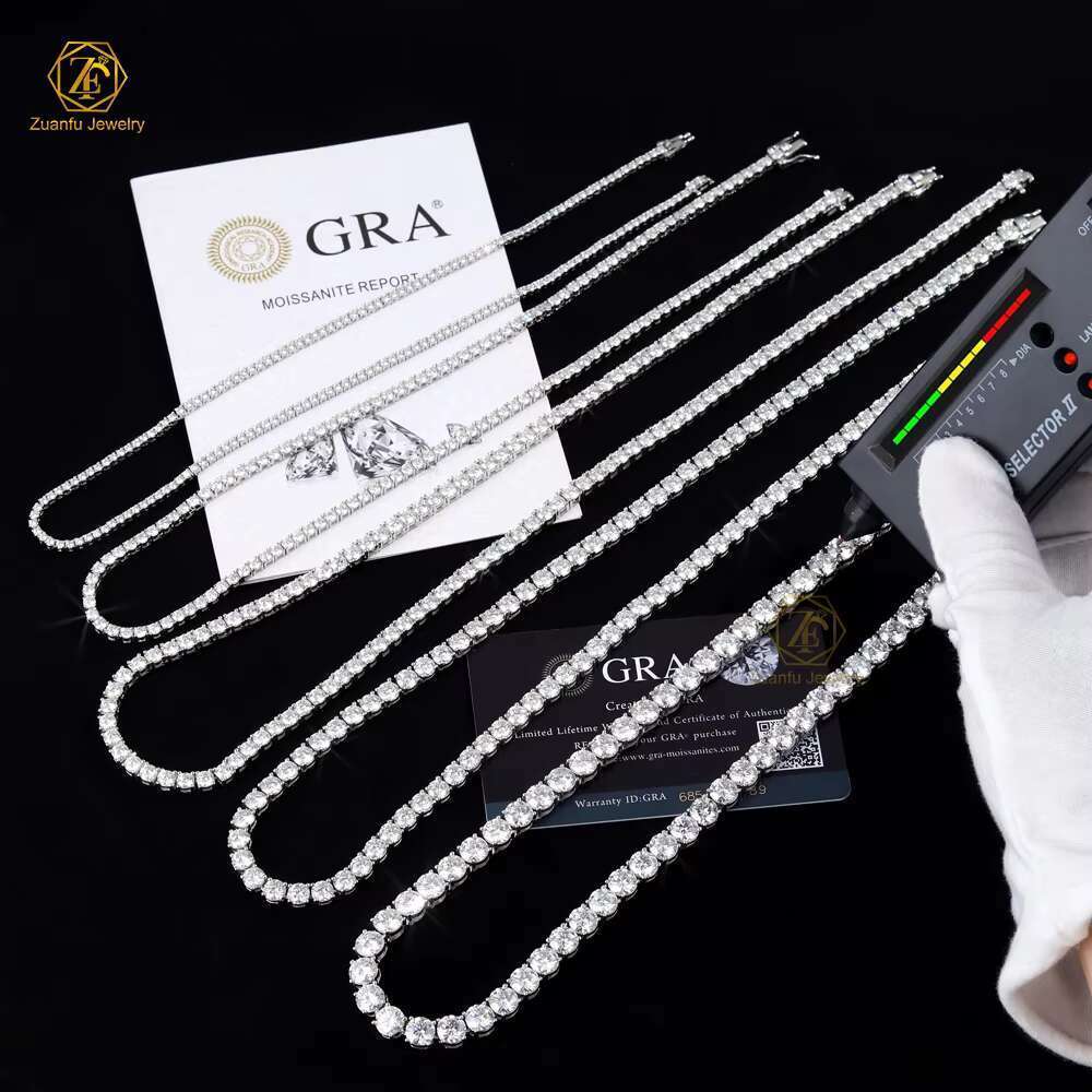 2mm -6.5mm cluster tennis chain sier jewelry VVS silica clover bracelet boutique necklace