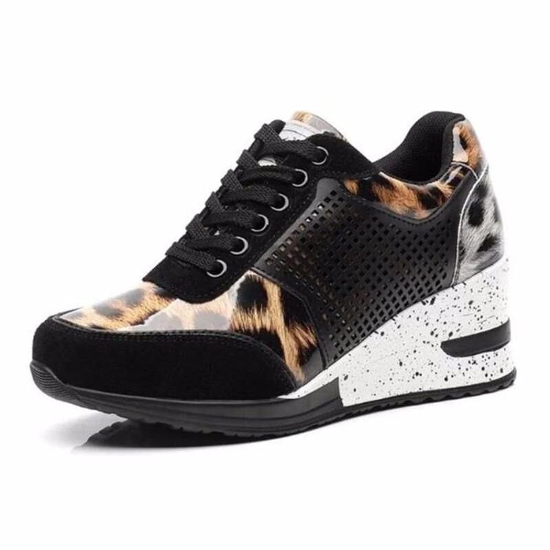 2025 New Style Women Wedges Sneakers Lace - Up Breathable Sports Casual Platform Female Footwear Ladies Vulcanized Shoes
