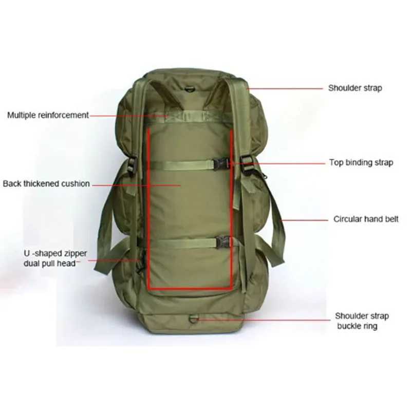 Large Shoulder Super Capacity 100L Luggage Bag Waterproof Travel Bags Backpack Outdoor Camping Tent BagC250407