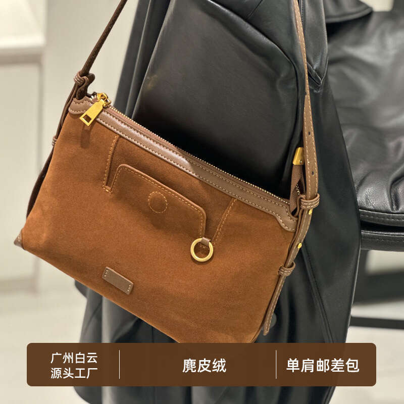 Luxury Bag Designer Niche Women's Vagabond Bag Suede Underarm Shoulder Bag Leather Envelope Dumpling Tote