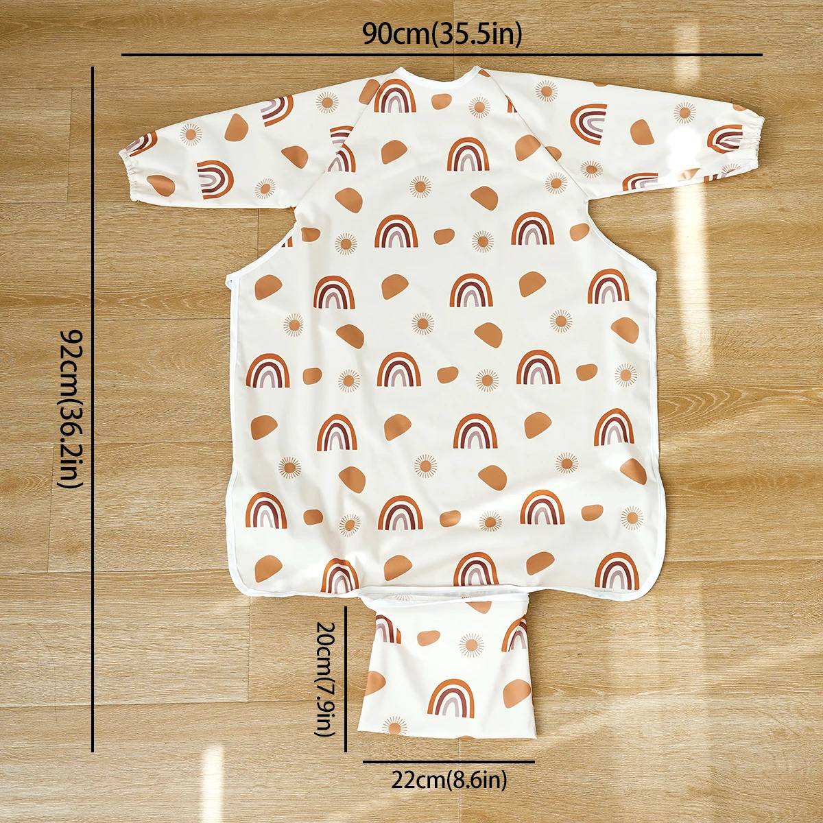 HappyFlute Prints 90*92CM 1Piece Table Use Full Coverage Pocket Waterproof Long Sleeve Coverall High Chair Baby Feeding Bib 250407