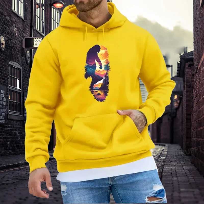 Forest Footprints Printed Spring Hoodie Mens Fashion Loose Hoodie Comfortable Zipper Mens Street Clothing W250408