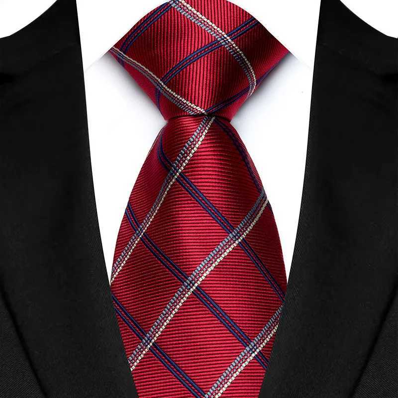Luxury 8CM Mens Necktie Red Color Solid Stripes Paisley Ties For Man Gro Jacquard Woven Neck Tie For Business Wedding Party X250407