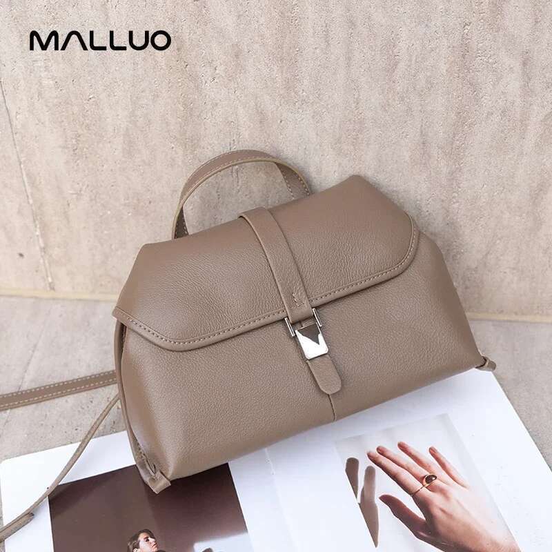 Women Cowhide Genuine Leather Shoulder Ladies Solid Fashion Handbag Designer Crossbody Bags Female Minimalist Bag