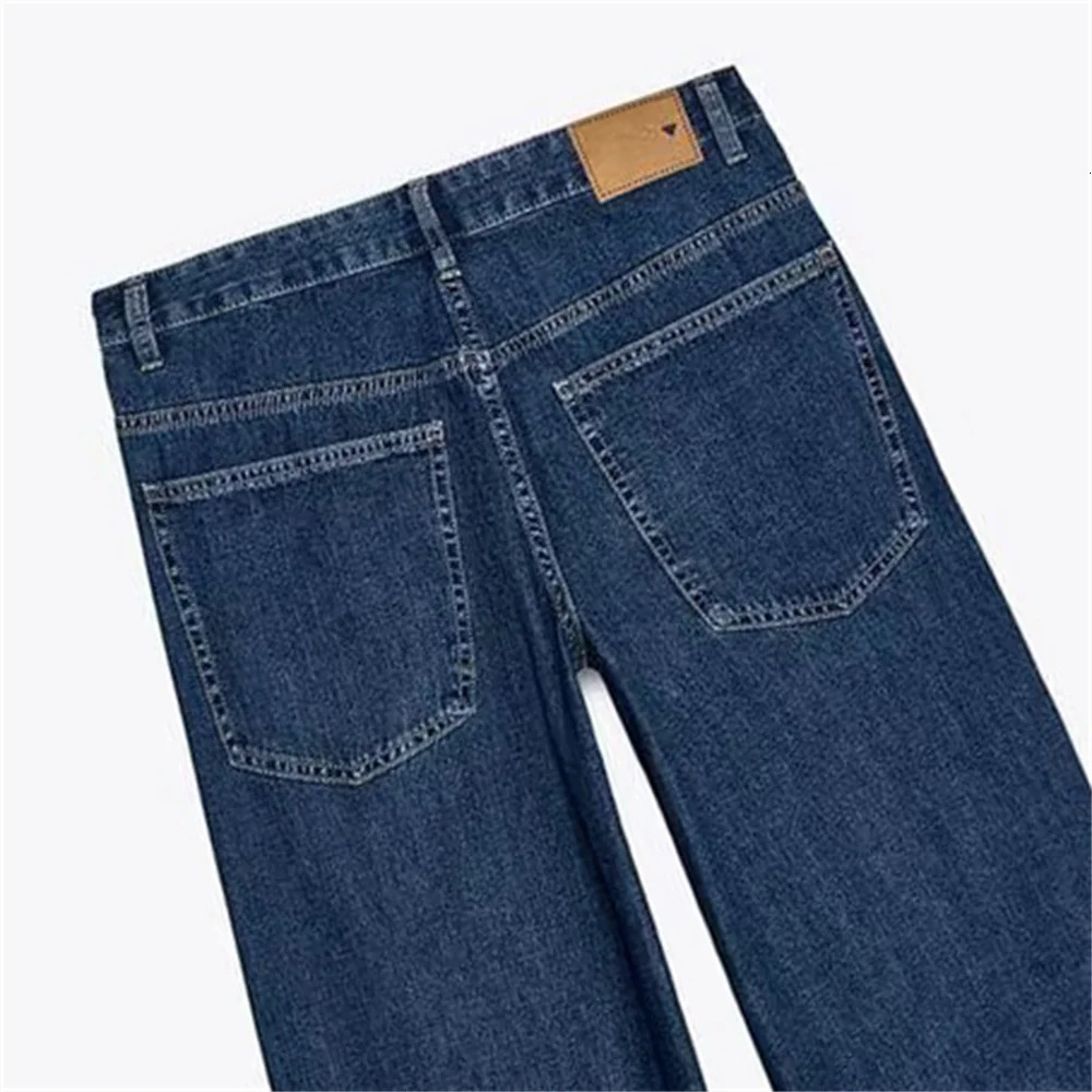 UNIZERA womens wide leg straight jeans button pocket decoration used for spring and summer casual clothing 250407