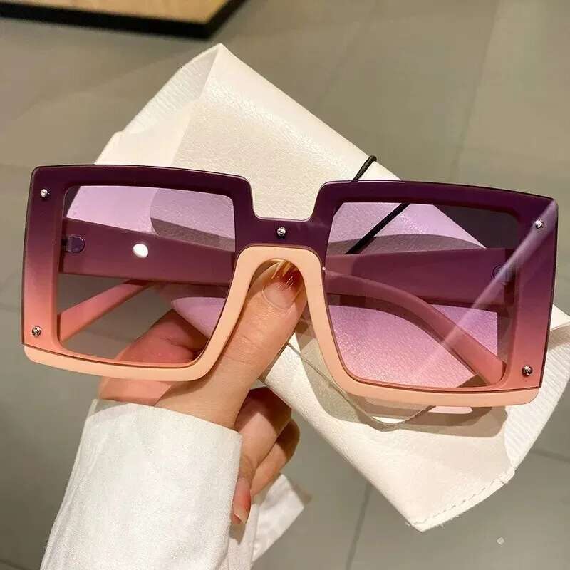 Square Oversized One-pieces Sunglasses Men Women Trendy Gradient Goggle Eyewear Fashion Brand Design Sun Glasses
