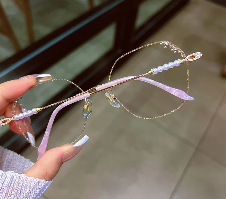 Fashion Retro Borderless Polygonal Glasses Ultra Light Alloy Glasses Myopia Astigmatism Beyond Sight Box 250407