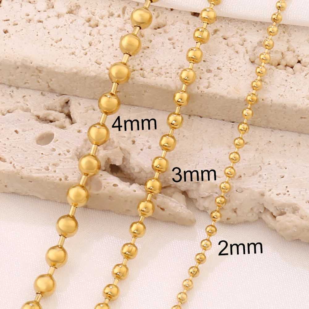 Stainless Steel Necklace For Women Men Gold Color Round Ball Chain Beads Chain Necklaces Choker Jewelry WholesaleC250407