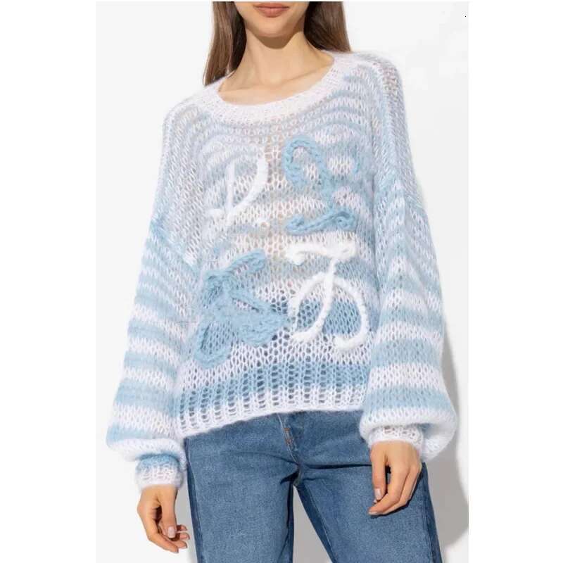 Elegant Versatile Womens Knit Sweater Top Soft Supple Striped Design Autumn Winter Warm Comfortable Crew Neck Pullover