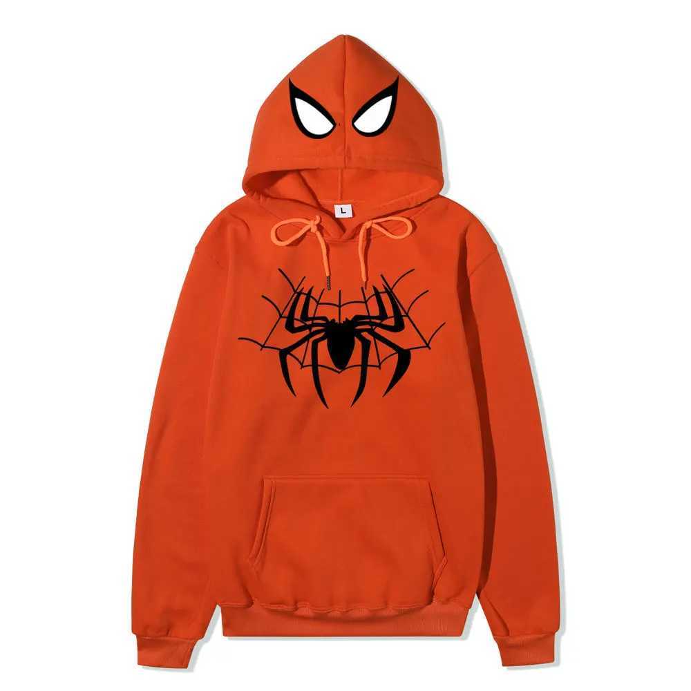 European and American dark sportswear mens and womens hoodies Gothic couple Harajuku spider print casual top Y2K W250408