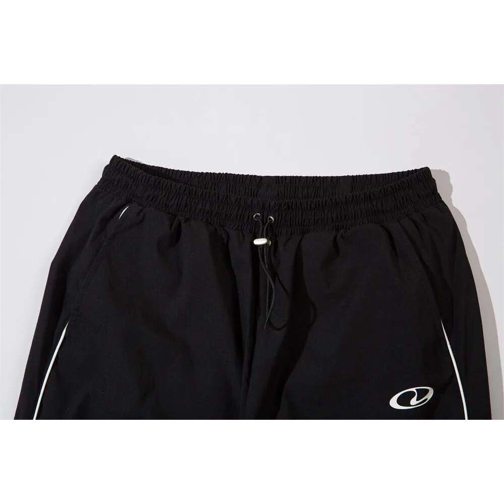 Contrast Paneled Pants Mens Summer Streetwear Elastic Waist Loose Straight Sports Trousers Men