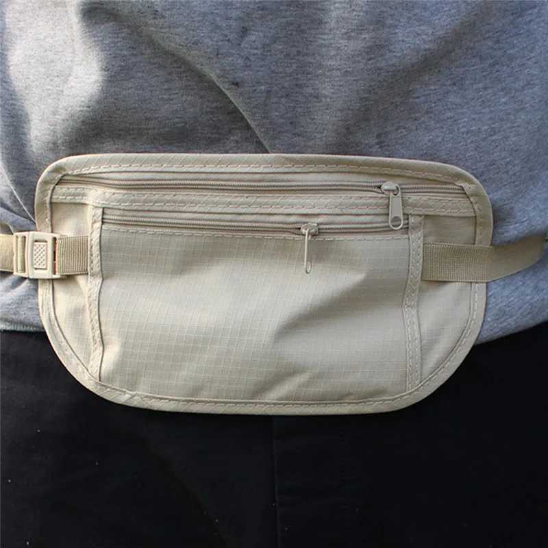 Neutral travel waist bag passport money strap hidden security wallet black zipper waist bag Z250407