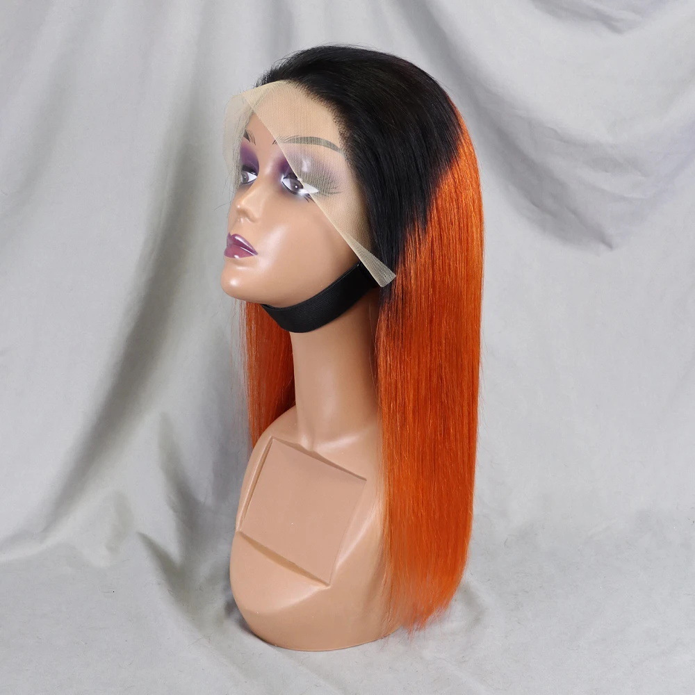 Bone Straight Lace Frontal Wig Short Bob 1B/350 Human Hair