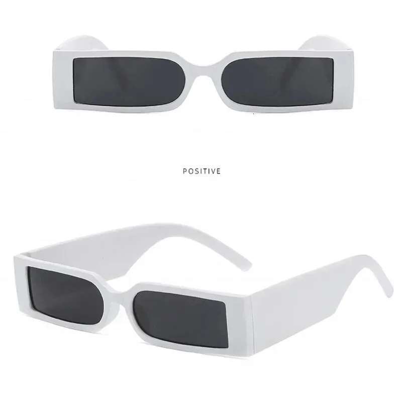 Rectangle Frame Fashion Sunglasses Hip Hop Vintage Designer Black Shades Small frame Glasses For Men Women UV400