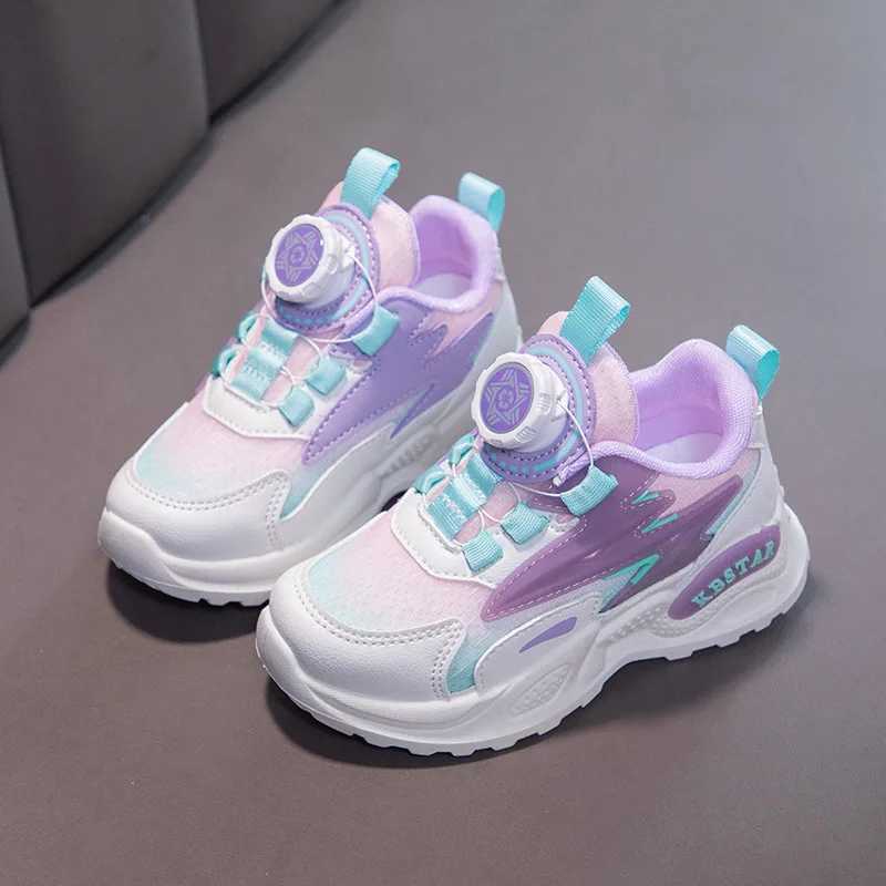 Girls sports shoes light running shoes childrens sports shoes rotating button childrens comfortable walking and jogging shoes boys coach W250407