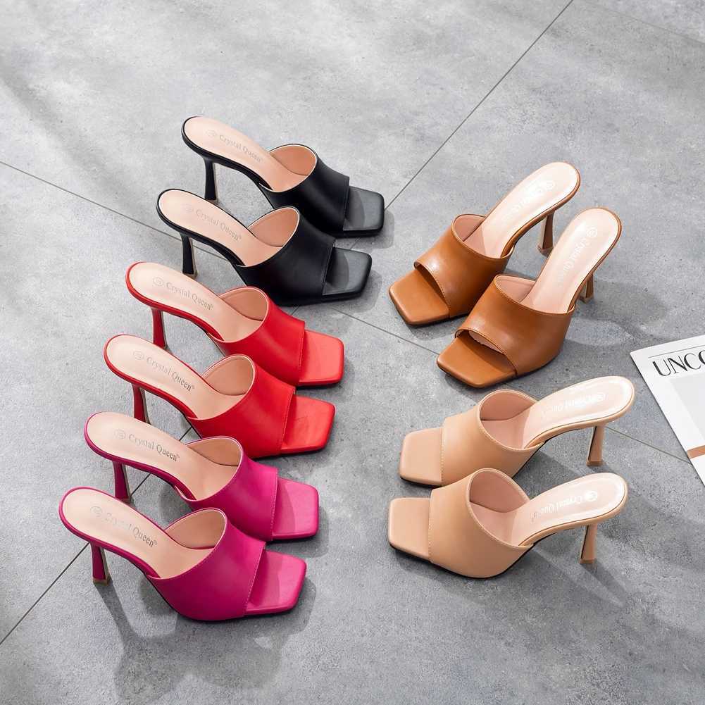 Crystal Queen Womens 9cm High Heels Mule Fetish Summer Sandals Stiletto ShoesXJ250407