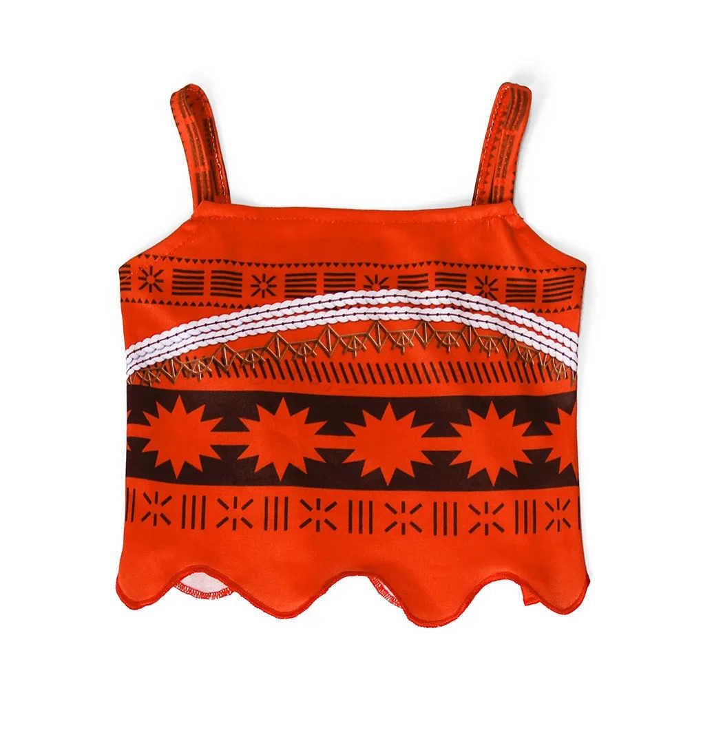 Disney Moana Halloween Princess Dress Girls Cosplay Vaiana Costume Summer Casual Fancy Clothes Children With Necklace Wig Outfit X250408