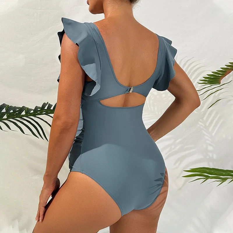 Matenrity Swimsuit Premama V Neck Hollow Out One-pieces Bathing Suit Pregnant Womens Beach Swimwear Bikinis 250407