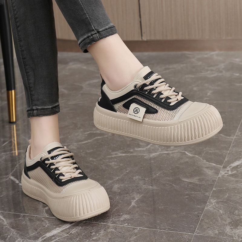 Casual shoes women sports shoes breathable fashion mesh shoes thick soled height increasing board shoes outdoor leisure daily travel
