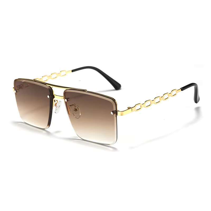 Factory Direct Supply Designer Chain Leg Shades Uv400 Sunglass Women square Steampunk Metal Spring Sunglasses