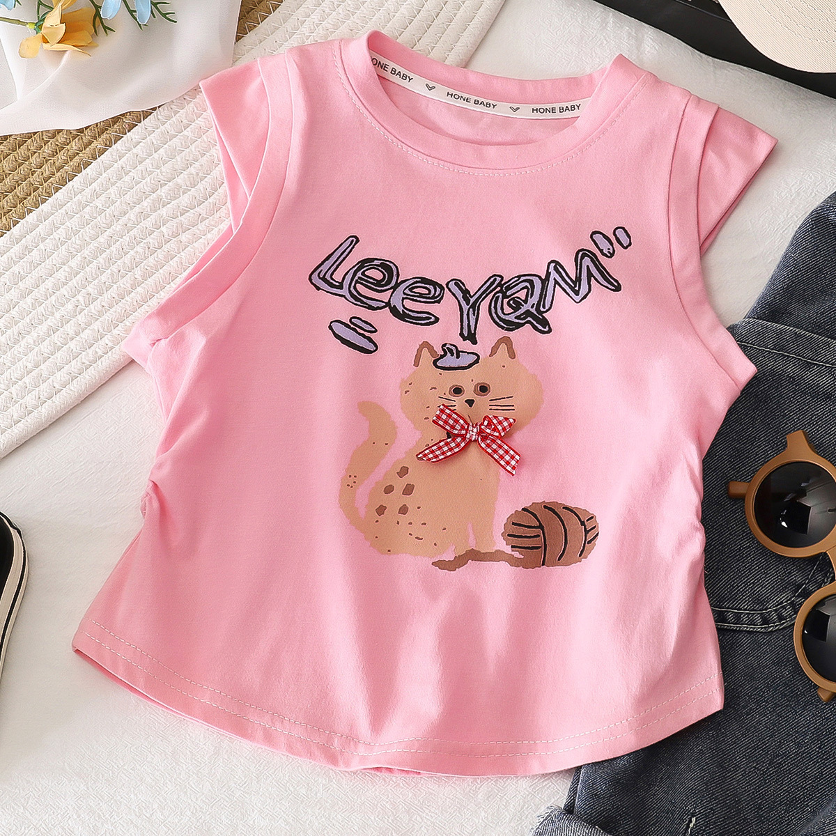 Ddmyshoesvip Pure Cotton Women S Treasure Slim Fit Pleated Waistband Top Cartoon T Shirt Girls Stylish Vest
