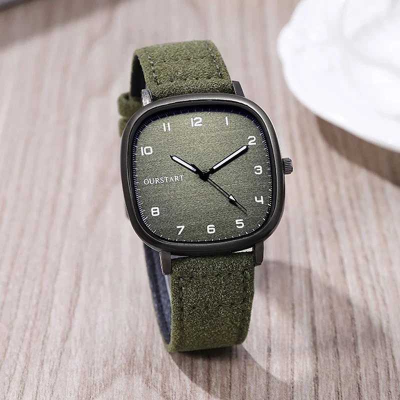 Vintage Square Dial Belt Watch Brand Quartz Watch Youth Student Watch Casual Fashion Mens Gift Watch WholesaleT250408
