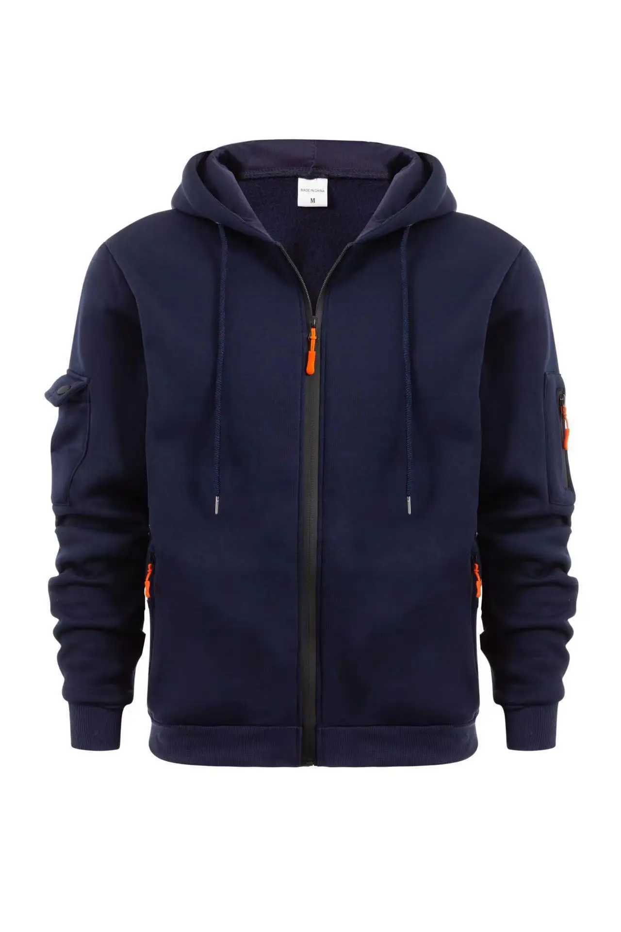 Mens Hoodie 2025 Spring/Summer Zipper Arm Pocket Cardigan Mens Sports Casual Zipper Hoodie Coat W250408