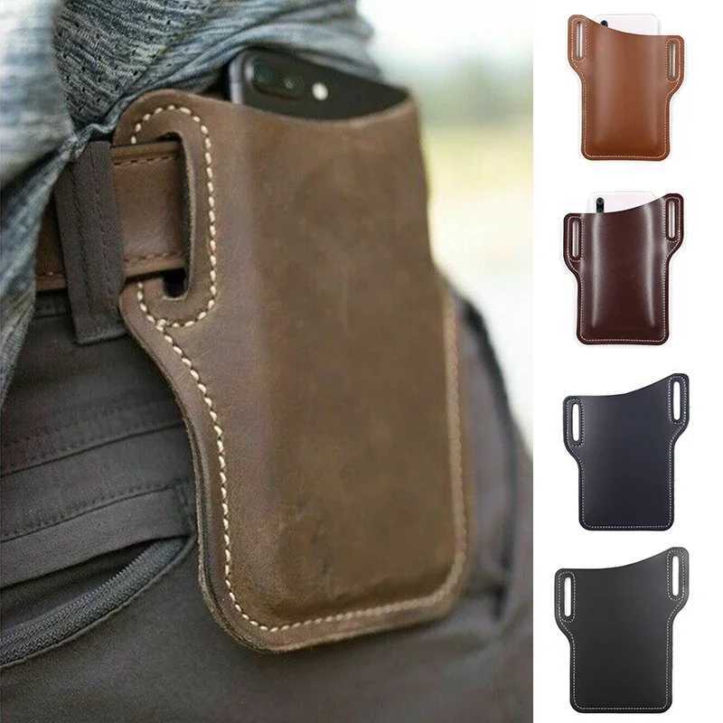 Mens phone case phone case circular phone case belt bag leather wallet running bag travel camping bag Z250407