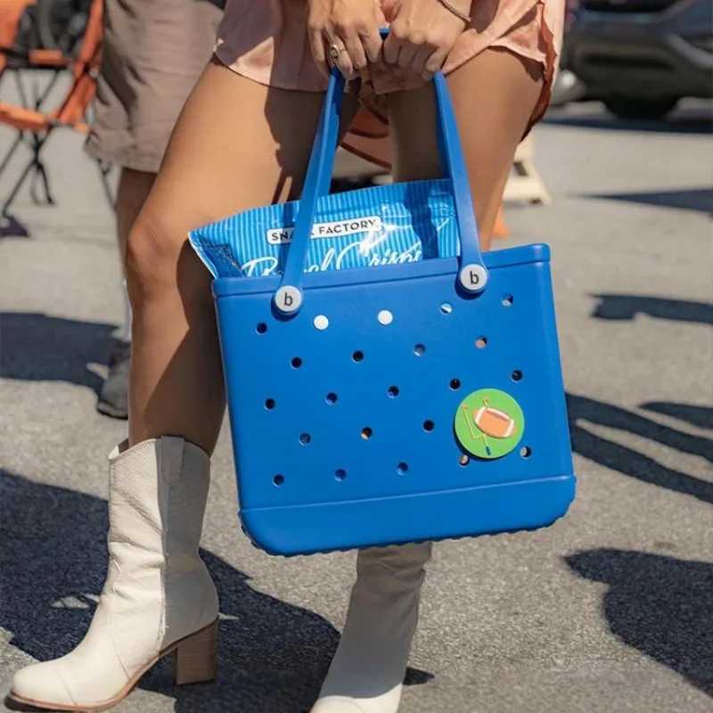 M/L/XL Fi Beach Bag EVA Rubber Waterproof Storage Basket Travel Shopping Handbag Wen Shoe Solid Color Handbag Y250408