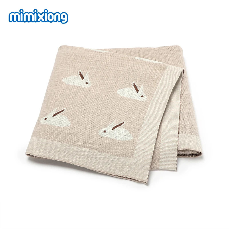 Baby Cotton Blankets born Boys Girls Easter Rabbit Knitted Swaddle Wrap Covers for Stroller Bedding 100*80cm Infant Play Mats 250408